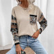 EVE Loose Print Color Block Knits Tops GDAM-7198