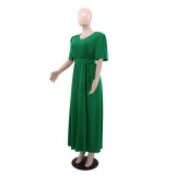 EVE Solid Color Tie Up Split Maxi Dress GYLY-10579