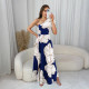 EVE Slash Neck Backless Print Split Long Dress GYLY-10594