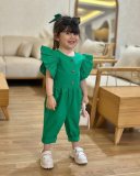 EVE Kids Gril Solid Color Ruffled Sleeve Jumpsuit GYAY-8115