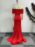 EVE Plus Size Solid One Shoulder Lace Maxi Dress NY-10960