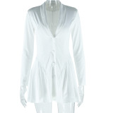 EVE Solid Color Single-breasted Mini Dress GJYO-301302