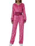 EVE Gold Velour Print Hooded Two Piece Pants Set GLF-10071-1