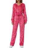 EVE Gold Velour Print Hooded Two Piece Pants Set GLF-10071-1