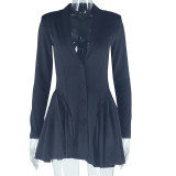 EVE Solid Color Single-breasted Mini Dress GJYO-301302