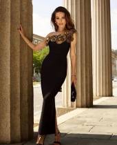 EVE Gold 3D Floral One Shoulder Evening Dress GSHR-3009