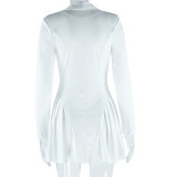 EVE Solid Color Single-breasted Mini Dress GJYO-301302