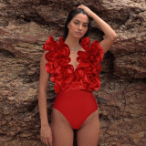 EVE Deep V Sexy One-piece Swimsuit And Skirt Suit CYZY-11319