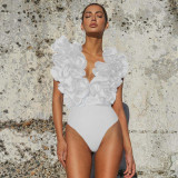 EVE Deep V Sexy One-piece Swimsuit And Skirt Suit CYZY-11319