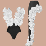 EVE Deep V Sexy One-piece Swimsuit And Skirt Suit CYZY-11319