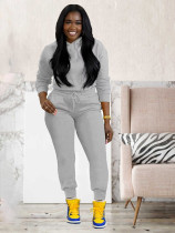 EVE Solid Color Hooded Sweatshirt Sport Pants Suit MIL-140