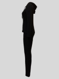 EVE Solid Color Hooded Tight Pants Sport 2 Piece Set MIL-124