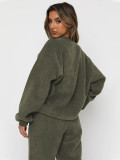 EVE Solid Color Loose Long Sleeve Two Piece Pants Set MIL-128