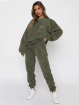 EVE Solid Color Loose Long Sleeve Two Piece Pants Set MIL-128