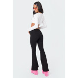 EVE Solid Color Casual Sport Flare Pants MIL-6686