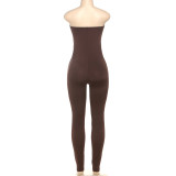 EVE Sexy Tight Solid Color Sport Tube Top Jumpsuit XEF-K24Q60313