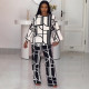 EVE Plus Size Print Long Sleeve Loose 2 Piece Pant Set NY-10963