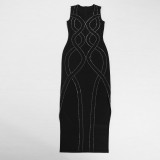 EVE Hot Drill Sleeveless Split Long Dress NY-3331
