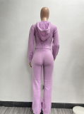 EVE Fashion Knits Hooded Sport Sweater Two Piece Pants Set NYF-8186