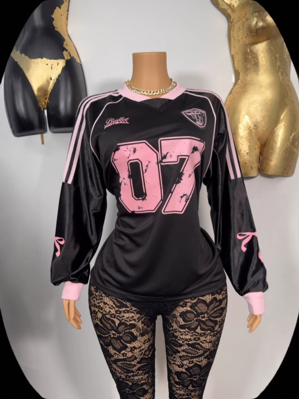 EVE Pre Order: About 7 work days shipping  Long Sleeve Print Tops Loose Sport T Shirt YUEM-900810