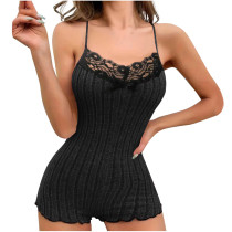 EVE Lace Patchwork Sling Loungewear Romper GYZY-6659
