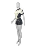 EVE Color Block Short Sleeve Sport 2 Piece Shorts Set CH-25011