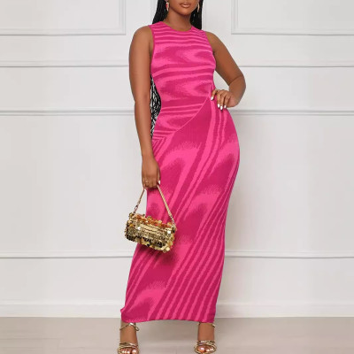 EVE Stripe Printed Sleeveless Bodycon Dress GWDS-230516