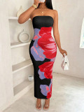 EVE Print Off Shoulder Slim Maxi Dress YWXS-XS-XSL44755