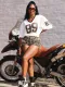 EVE Fashion V Neck Short Sleeve Print T Shirt YWXS-XS-XS5188
