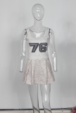 EVE Print Sleeveless Tank Tops And Pleated Skirt Suit YWXS-XS-XSL44560