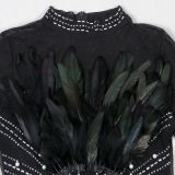 EVE Plus Size Hot Drill Feather Mini Dress NY-3362