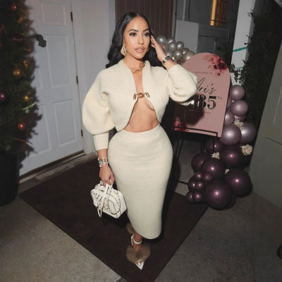 EVE Plus Size Cardigan Sweater Long Skirt 2 Piece Set NY-101
