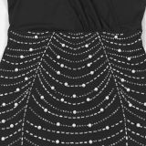 EVE Plus Size V Neck Hot Dril See Through Mini Dress NY-3361