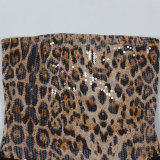 EVE Plus Size Sequin Leopard Patchwork Tube Top Dress NY-3356