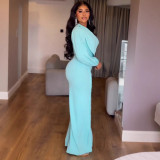 EVE Plus Size Sexy Lantern Sleeve Wide Leg Jumpsuit NY-10967