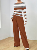 EVE Stripe Print Long Sleeve Loungewear Pants Set GLF-10002