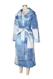 EVE Print Double-breasted Tie Up Coat ZSD-0724