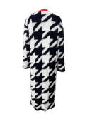 EVE Warm Loose Houndstooth Plush Long Coat LSD-2361