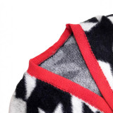 EVE Warm Loose Houndstooth Plush Long Coat LSD-2361