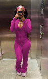 EVE Solid Color Zipper Long Sleeve Pants 2 Piece Set LSD-22361