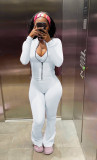 EVE Solid Color Zipper Long Sleeve Pants 2 Piece Set LSD-22361