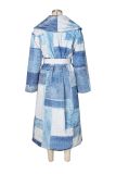 EVE Print Double-breasted Tie Up Coat ZSD-0724