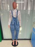 EVE Fashion Loose Denim Overall Jumpsuit LX-6037