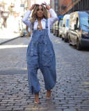 EVE Fashion Loose Denim Overall Jumpsuit LX-6037