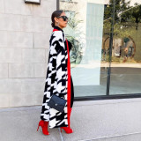 EVE Warm Loose Houndstooth Plush Long Coat LSD-2361