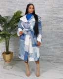 EVE Print Double-breasted Tie Up Coat ZSD-0724