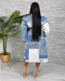 EVE Print Double-breasted Tie Up Coat ZSD-0724