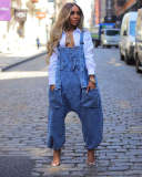 EVE Fashion Loose Denim Overall Jumpsuit LX-6037
