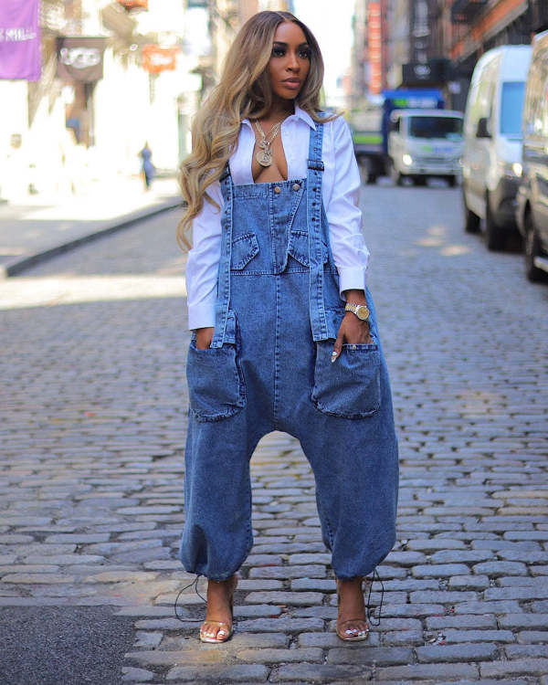 EVE Fashion Loose Denim Overall Jumpsuit LX-6037