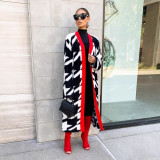 EVE Warm Loose Houndstooth Plush Long Coat LSD-2361